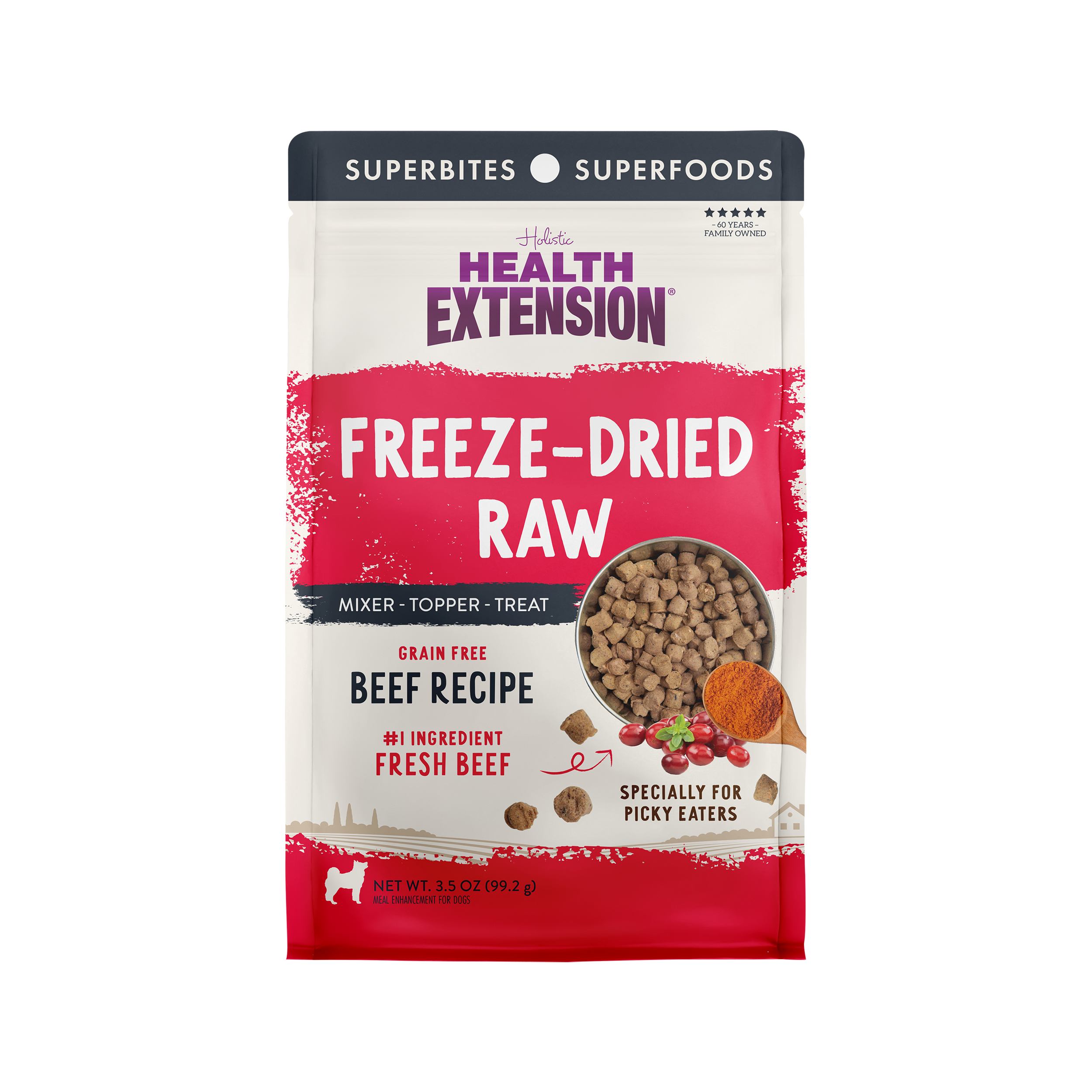 Freeze Dried Raw Beef Recipe Front of Package